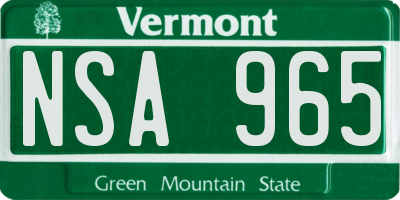VT license plate NSA965