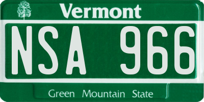 VT license plate NSA966