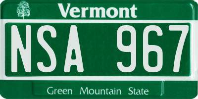 VT license plate NSA967