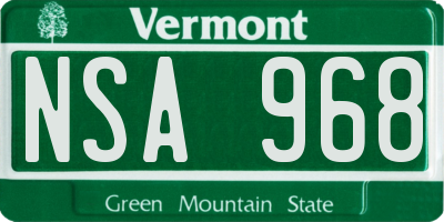 VT license plate NSA968