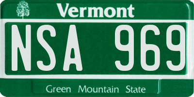 VT license plate NSA969