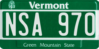 VT license plate NSA970
