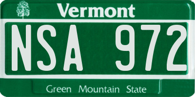VT license plate NSA972
