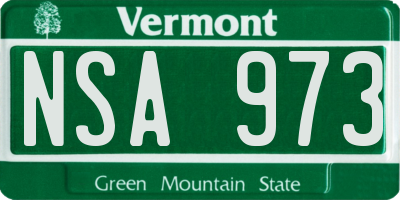 VT license plate NSA973