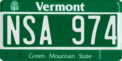 VT license plate NSA974