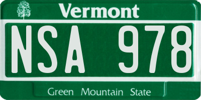 VT license plate NSA978