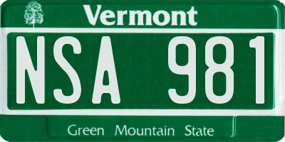 VT license plate NSA981