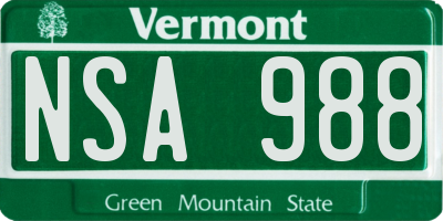 VT license plate NSA988