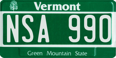 VT license plate NSA990