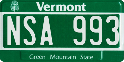 VT license plate NSA993