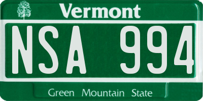 VT license plate NSA994