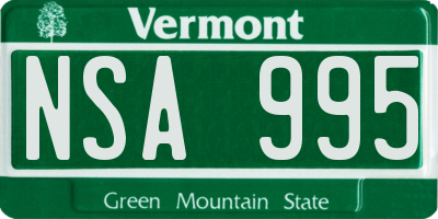 VT license plate NSA995