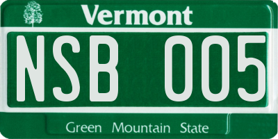 VT license plate NSB005