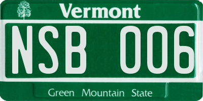 VT license plate NSB006