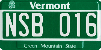 VT license plate NSB016