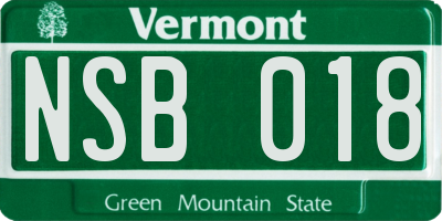 VT license plate NSB018