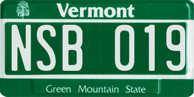 VT license plate NSB019