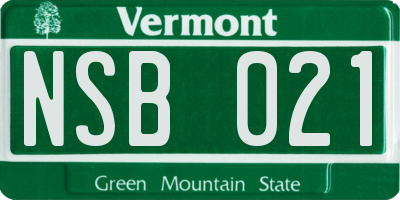 VT license plate NSB021