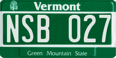 VT license plate NSB027