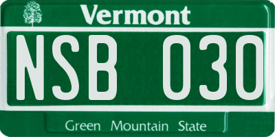 VT license plate NSB030