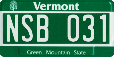 VT license plate NSB031