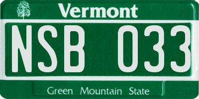 VT license plate NSB033