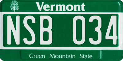 VT license plate NSB034