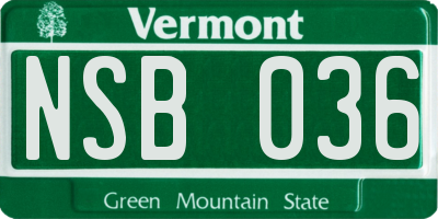 VT license plate NSB036