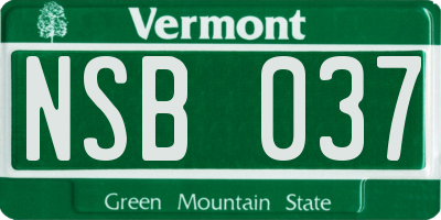 VT license plate NSB037
