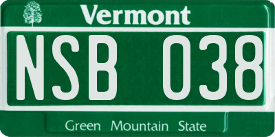 VT license plate NSB038