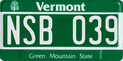 VT license plate NSB039