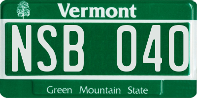 VT license plate NSB040