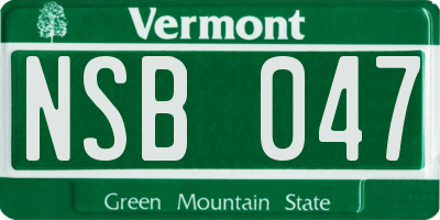 VT license plate NSB047