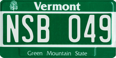 VT license plate NSB049
