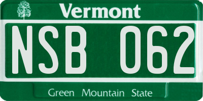 VT license plate NSB062