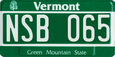 VT license plate NSB065