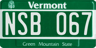 VT license plate NSB067