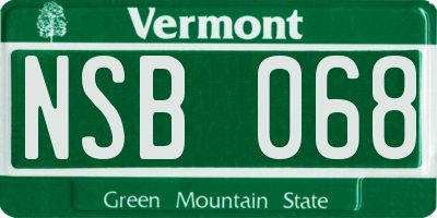VT license plate NSB068