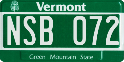 VT license plate NSB072