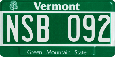 VT license plate NSB092
