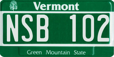 VT license plate NSB102