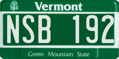 VT license plate NSB192