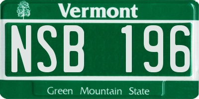 VT license plate NSB196