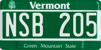 VT license plate NSB205