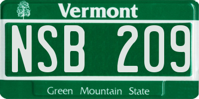 VT license plate NSB209