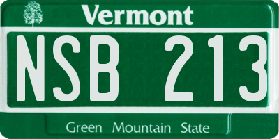 VT license plate NSB213