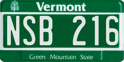VT license plate NSB216