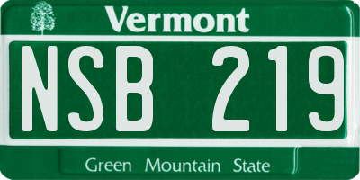VT license plate NSB219