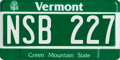 VT license plate NSB227