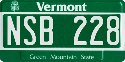 VT license plate NSB228